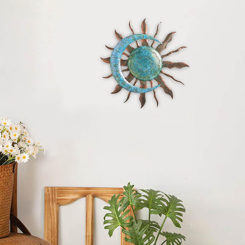 . Lua Sol Decoração De Parede Pendurado Estátua Metal