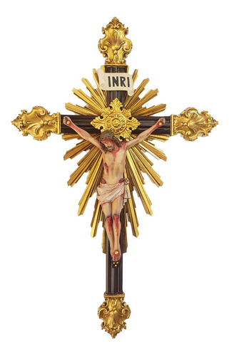 Imagem 1 de 8 de Crucifixo De Resina Barroco Estilo Antigo