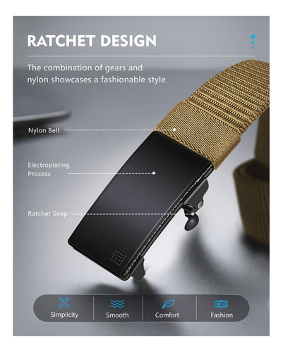 Cinturón De Nylon Fairwin Ratchet, Hebilla De Portaobjetos Y