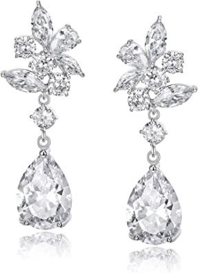 Crysdue Marquise Wedding Earrings Cubic Zirconia Cluster