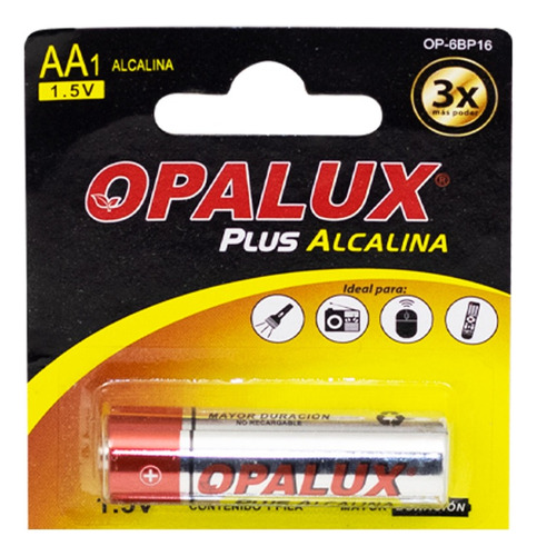 Pila Alcalina Aa Plus 1.5v Set 6 Und Op-6bp16 Opalux Mihaba