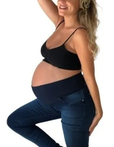 Jean Maternity Super Elastizado Chupin Con Faja Sosten Licra