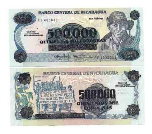 Billete Nicaragua 500.000 Cordobas Del Año 1990 Sin Circular