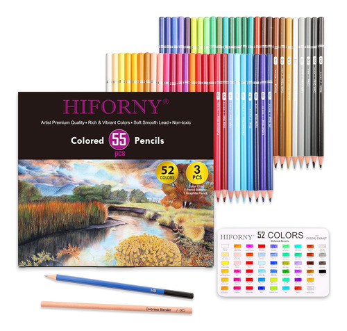 Hiforny - Juego De 55 Lápices De Colores Para Colorear