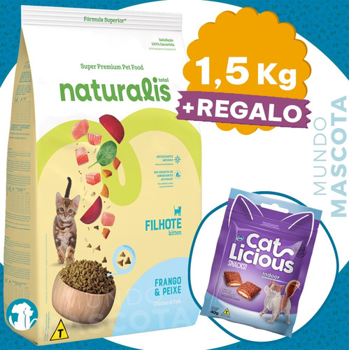 Comida Naturalis Gato Cachorro Kitten Pollo Pescado 1,5 Kg