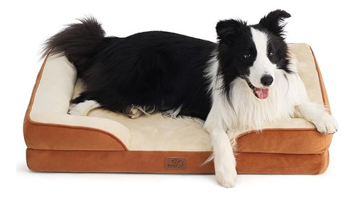 Cama Sillon Ortopedica Para Perros Grandes Color Caramelo Diseño Colores