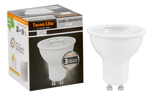 Foco Led Gu10 6w Luz Calida Gu10l-led/001/30 Tecnolite