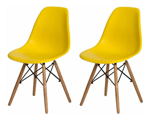 Cadeira de jantar Mobili Loft7 Leda, estrutura de cor  amarelo, 2 unidades