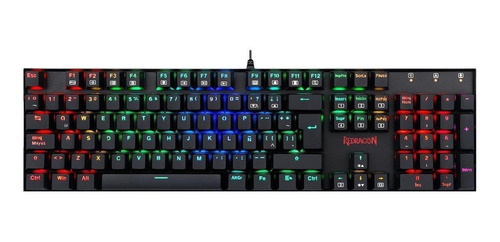 Teclado gamer Redragon Mitra K551 QWERTY OUTEMU Blue português brasil de cor preto com luz RGB