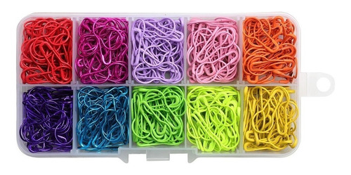 Imagen 2 de 7 de Set De 500 Alfileres De Gancho Metalicos De Colores Con Caja