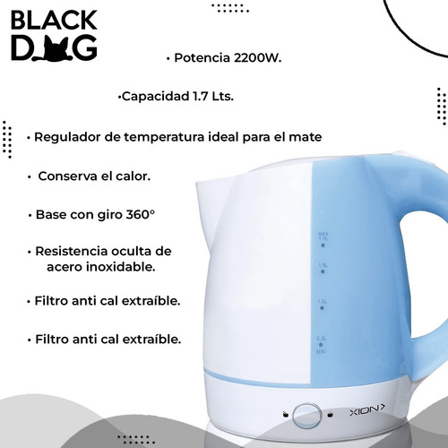 Imagen 2 de 3 de Jarra Eléctrica Xion Xion-gl23 1,7lts Conserva El Calor + Sm