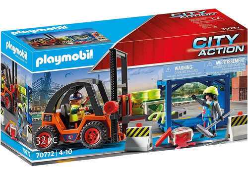 Playmobil City Action 70772 Carretilla Elevadora Con Carga,