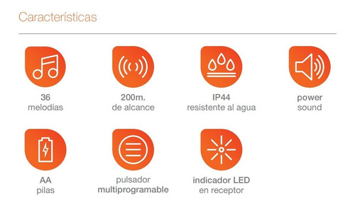 Imagen 7 de 10 de Timbre Inalambrico Con Pilas Exterior Resistente Agua 200m