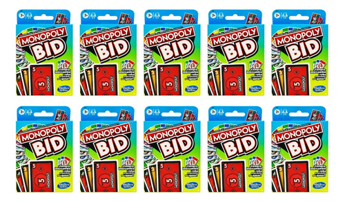 Monopoly Bid Juego De Mesa Pack 10 Piezas Hasbro