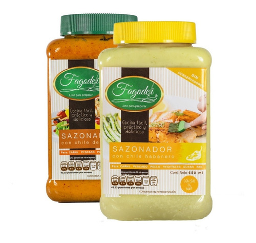 2 Pack Sazonador Natural Fagodeli Guajillo Y Habanero 650 Ml