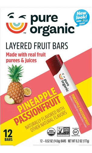 Pure Organic, 12 Barras De Frutas En Capas, Sin Gluten