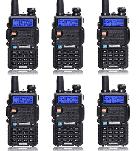 6 Radios Walkie Talkie Baofeng Uv5r Uhf/vhf 128 Canale 8km Color Negro