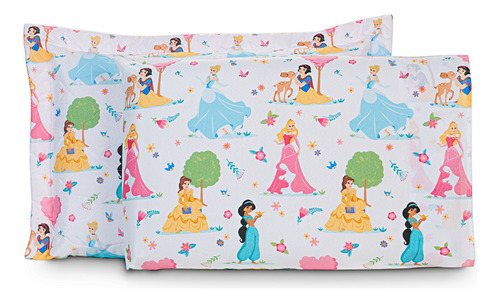Jogo De Cama Cama 04 Peças Disney 100% Algodão Macio Cor Princess Wonder Desenho Do Tecido Liso