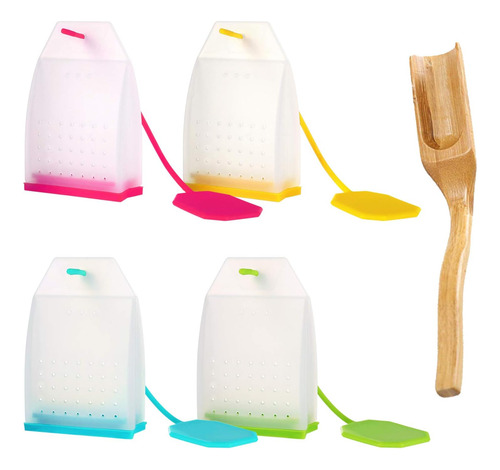 Infusor De Té De Silicona, 4 Paquete De Bolsas De Filtro De