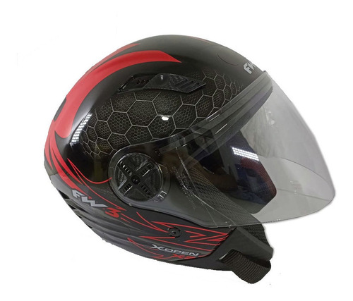 Capacete Fw3 X Open X2 Preto/vermelho Brilhante