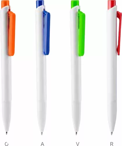 Bolígrafo de plástico blanco Sopron con clip de color