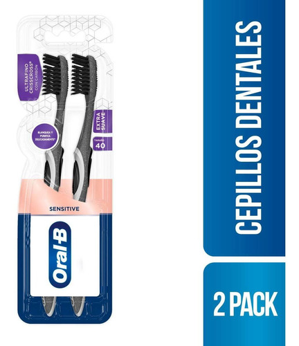 Cepillos De Dientes Oral-b Sensitive Extra Suave Con Carbón 2 Cepillos