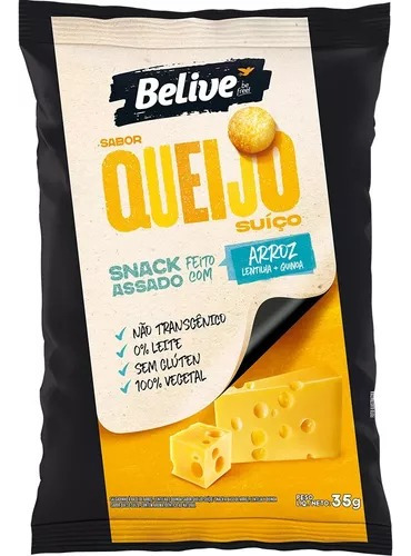 Kit 10 Salgadinho Snack Queijo Suíço Sem Glúten Belive 35g