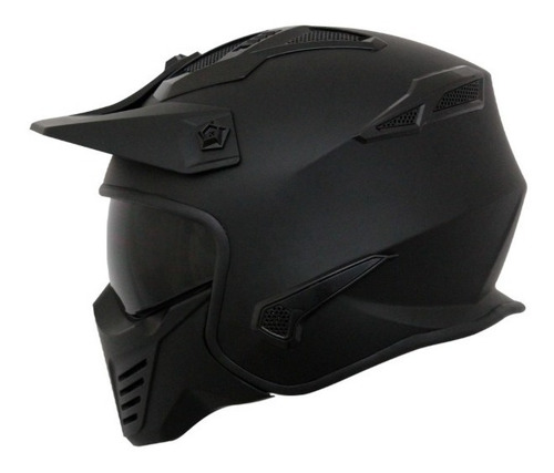 Imagen 5 de 7 de Casco Kov Rock-o Modular Cafe Racer Negro Mate Certificado