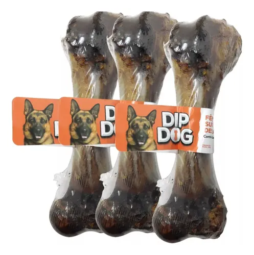 Kit 3 Ossos Fêmur Suíno Natural Desidratado Para Cachorros Grande...
