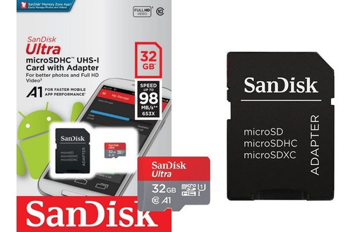 Sandisk Ultra A1 Classe10 4k 98mb/s 32gb 100% Original
