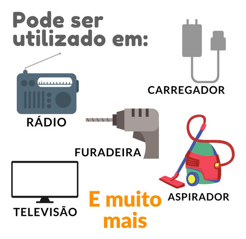 Imagem 6 de 6 de Extensão Elétrica Bivolt Profissional 7 Metros 6 Tomadas
