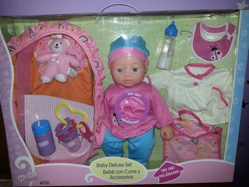 Bebe Con Cuna Y Accesorios