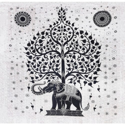 Manta Colcha Casal Elefante Indiano Na Árvore Da Vida
