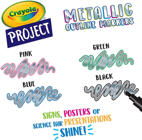 Crayola Marcadores De Contorno Metálicos, Varios Colores, Su