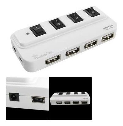 Interruptor Alta Velocidad Diseño 4 Puerto Usb 2.0 Hub Wht