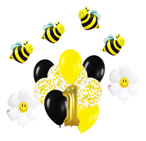 Pack De 17 Globos Abeja Abejita Numero Flor 