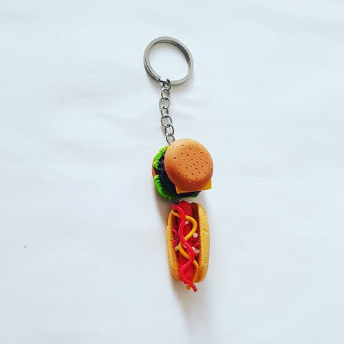 Llavero Hamburguesa Con Hotdog 