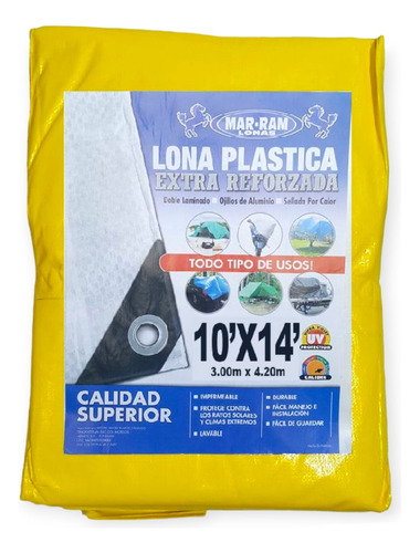 Lona De Rafia Extra Reforzada 3.00x4.20 M Aprox (10x14 Ft)