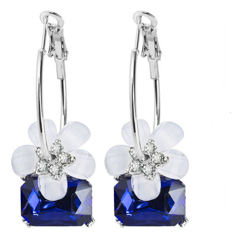 Arete Pendiente Flor Joya Bisuteria Fantasia Mujer Blanca