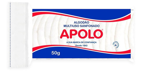 Algodão Apolo Sanfonado Hidrófilo 50g Embalagem Com 20 Unida
