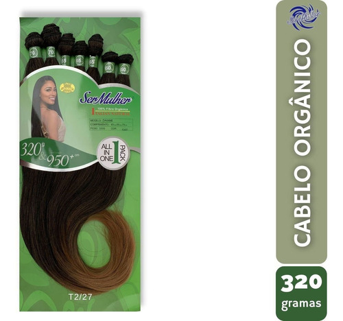 Cabelo Orgânico Liso Daiane Ser Mulher 320 Gramas 70 Cm Cor T1B/30 Preto/Loiro Escuro