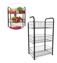 Comprar Organizador Fijo Frutas Verduras 3 Canastos Estantes Negro