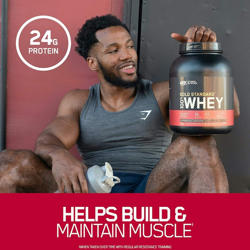 Suplemento en polvo Optimum Nutrition Proteína Gold Standard 100% Whey proteína sabor delicious strawberry en bolsa de 4.54kg