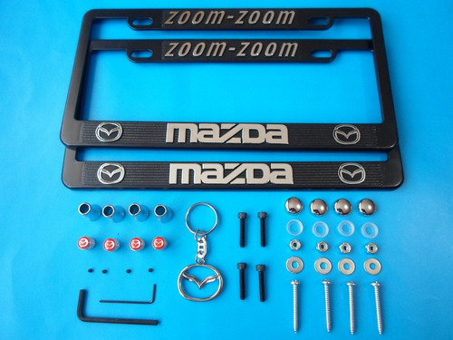 Porta Placas Mazda Llavero Tapon Valvula Llanta Kit #023