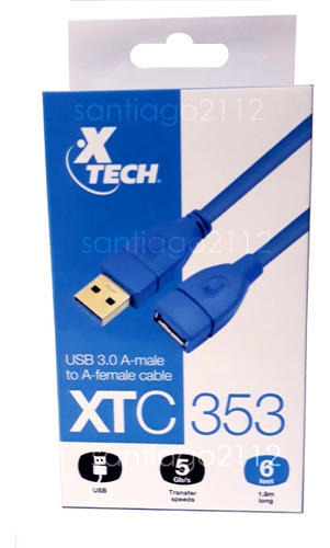 Imagen 2 de 7 de Cable Extension Usb 3.0 Macho Hembra 1.8 Mts 28 Awg 5gb/s