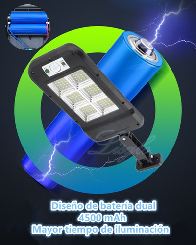 Imagen 6 de 10 de 120 Led Lampara Solar Pared Sensor 3modos+4500mah+remoto 60w
