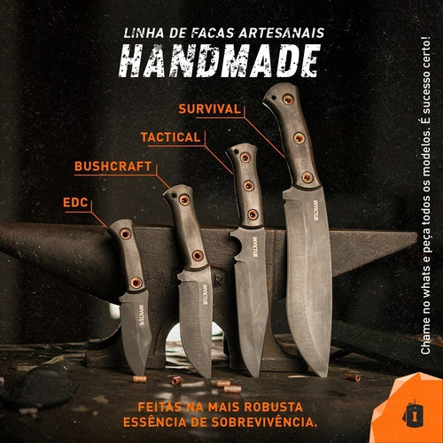 Faca Artesanal Handmade Tactical - Invictus Cor Preto