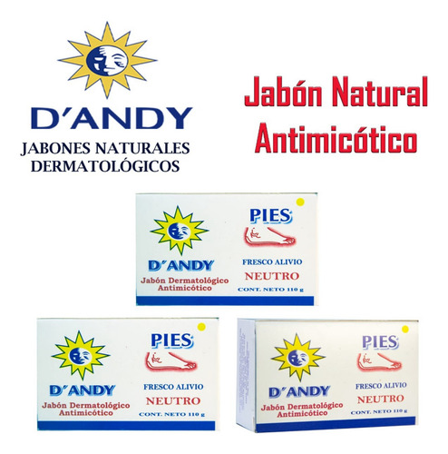 6 Pack Jabón Natural Dermatológico Antimicótico, Dandy