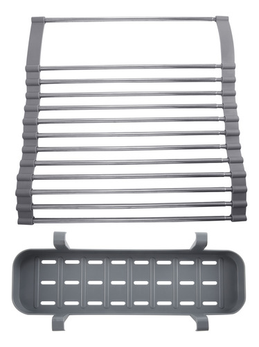 Rejilla Extensible Para Secar Platos Enrollable, De Acero In