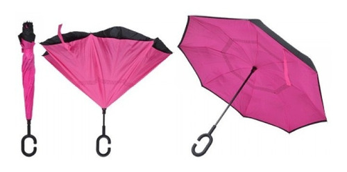 Set X 2 Paraguas Invertido Lluvia Reversible Upside Down 